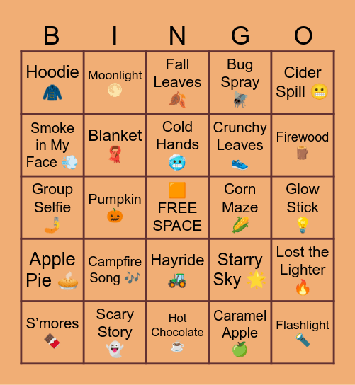Bonfire Bingo Card