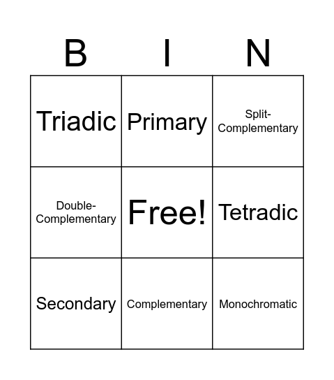 Color Schemes Bingo Card