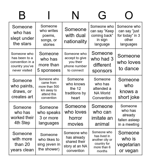 CONNECTION BINGO Card