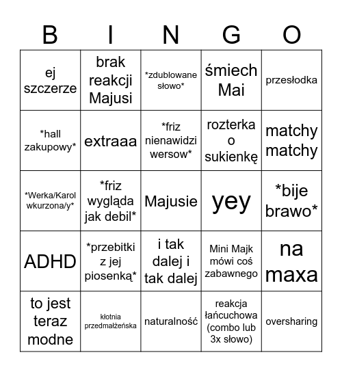 MIŁOŚĆ W CZASACH ONLINE Bingo Card