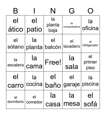 Mi casa es su casa Bingo Card