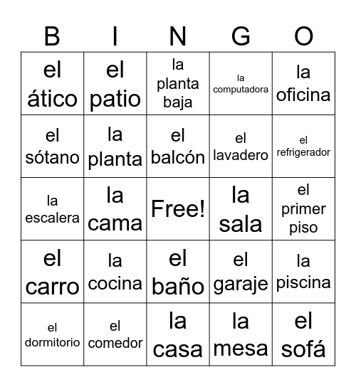 Mi casa es su casa Bingo Card