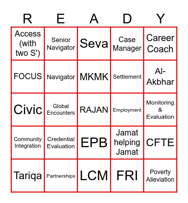 FRI Bingo Card