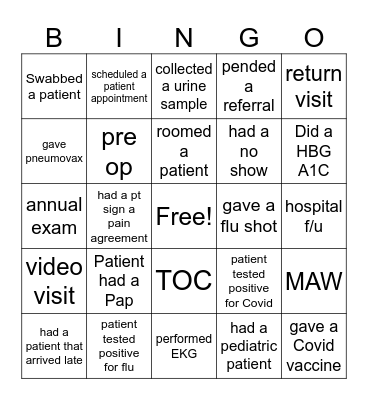 MA Week Bingo Card