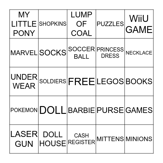 CHRISTMAS GIFTS Bingo Card