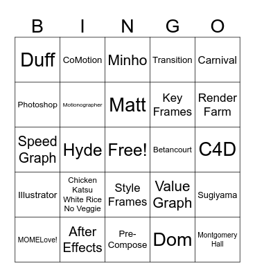 MOMELOVE Bingo Card