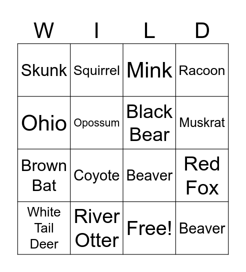 OHIO WILDLIFE Bingo Card