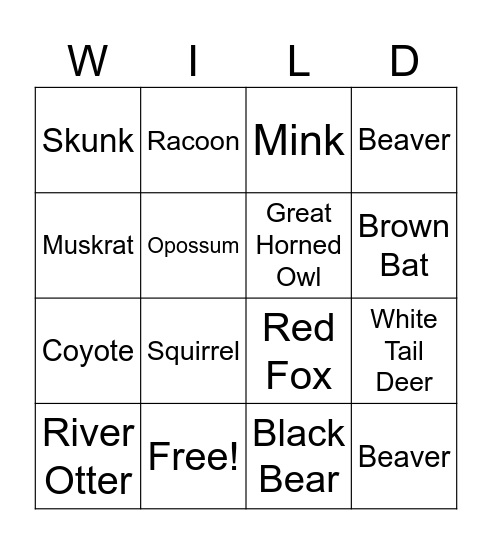 OHIO WILDLIFE Bingo Card