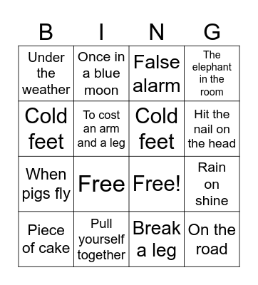 IDIOMS Bingo Card