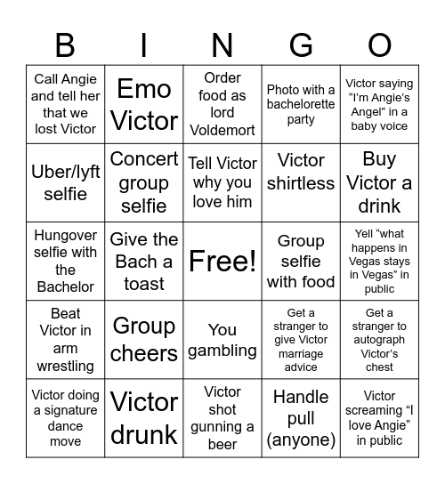 Viva Las Victor Bingo Card