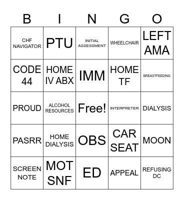CASE MANAGEMENT Bingo Card