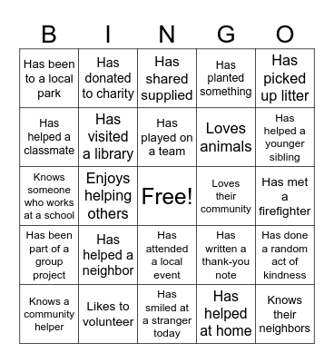 Community Bingo! Bingo Card