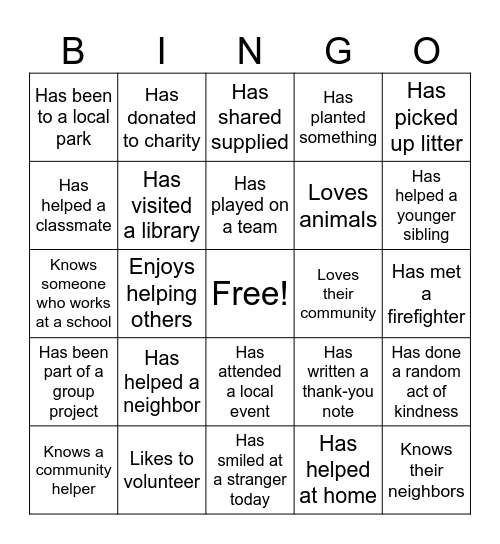 Community Bingo! Bingo Card
