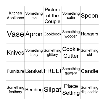 Bridal Bingo Card