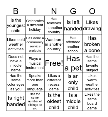 Diversity Bingo Card