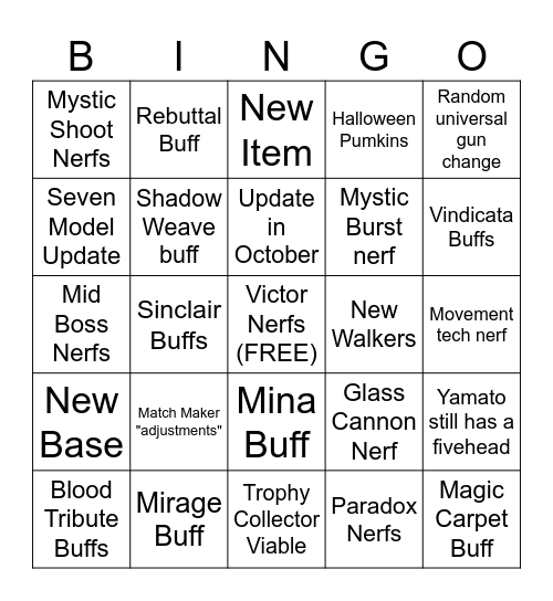 Deadlock BINGO Patch Bingo Card