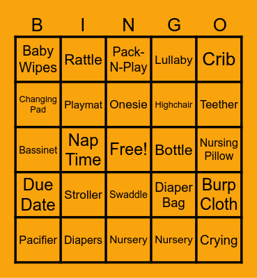 Baby Bingo Card
