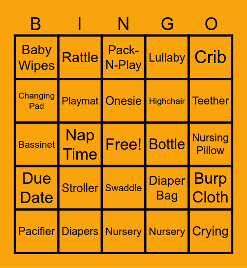 Baby Bingo Card