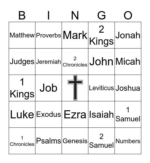 Bible Books Bingo Card