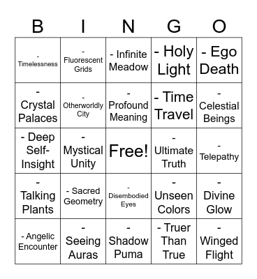 Benny's Brew Bingo Card