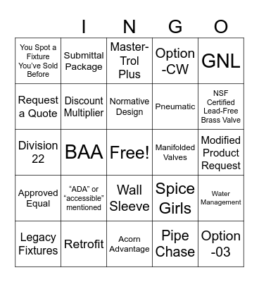 ACORN BINGO Card