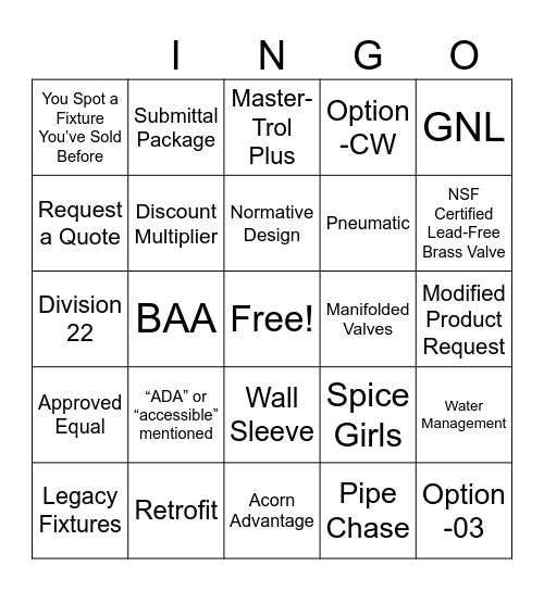 ACORN BINGO Card