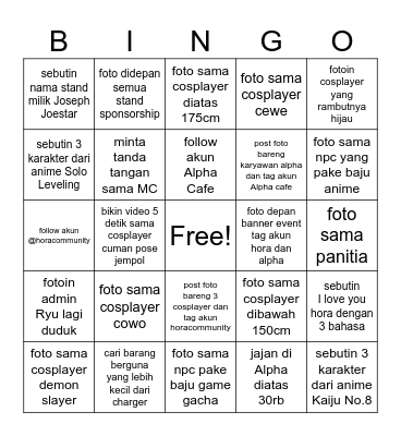 Hora Rising by Alpha Bingo Card