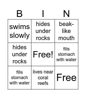Fish Facts Bingo Card