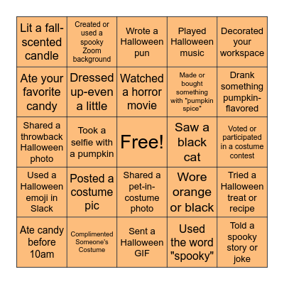 Halloween Bingo! Bingo Card
