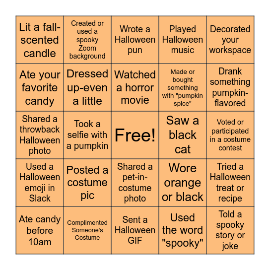 Halloween Bingo! Bingo Card