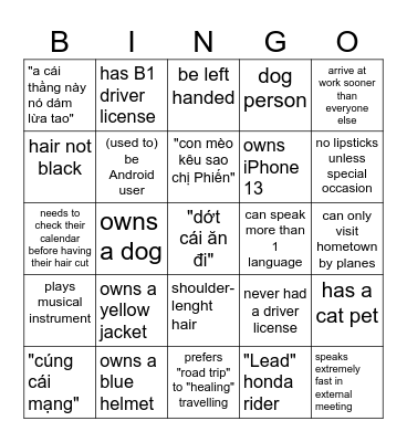 SAM1 BUDDY Bingo Card