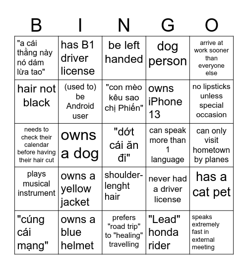 SAM1 BUDDY Bingo Card