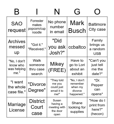 JR daily nonsense Bingo Card