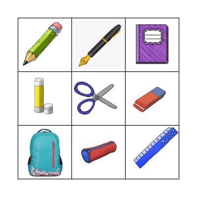 School Things Bingo Card