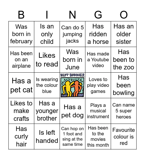 Best Buddies Bingo Card