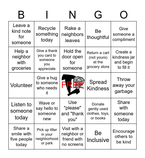 Kindness Bingo Card