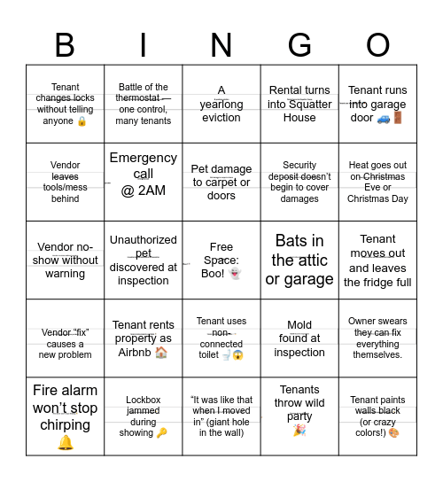 NARPM HORROR BINGO Card