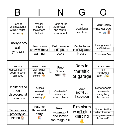 NARPM HORROR BINGO Card