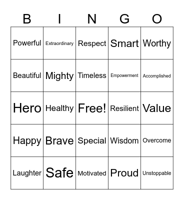 Night of Healing Bingo Card