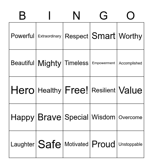 Night of Healing Bingo Card