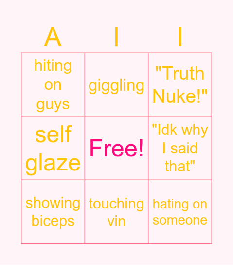 ALlison Bingo Card