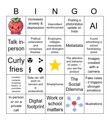Digital Information and Privacy Bingo Card