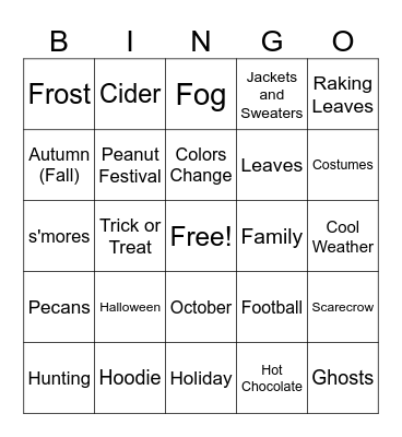 Fall Bingo Card