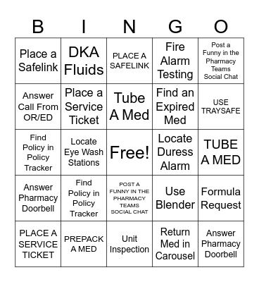 CENTRAL PHARMACY Bingo Card