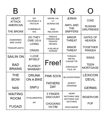 DOUBLE PUNK BINGO BDAY PARTY 2 Bingo Card