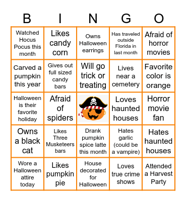 Halloween Team Building Bingo Card
