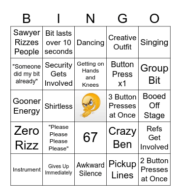 Rizz Night Bingo Board Bingo Card