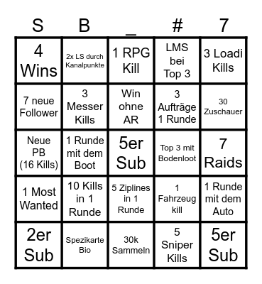 ShOTBOy's Bingo Party Bingo Card