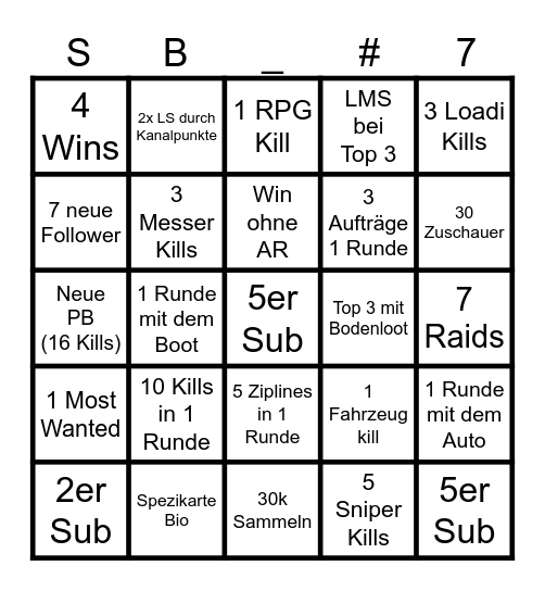 ShOTBOy's Bingo Party Bingo Card