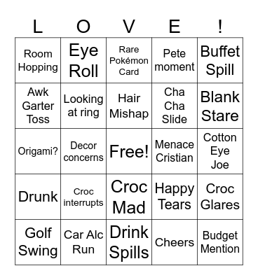 Wedding Bingo Card